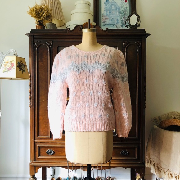 VINTAGE 80s Pastel Cable Knit Sweater - Picture 1 of 10